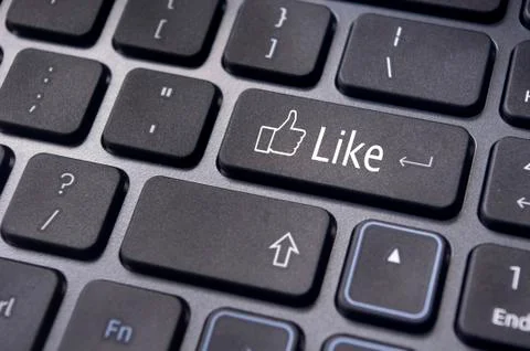 Like message on keyboard button, social media concepts Stock Illustration