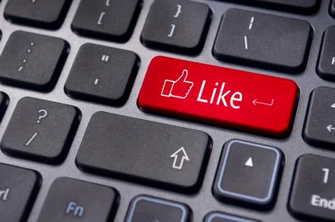 Like message on keyboard button, social media concepts Stock Illustration