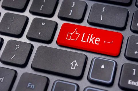 Like message on keyboard button, social media concepts Stock Illustration