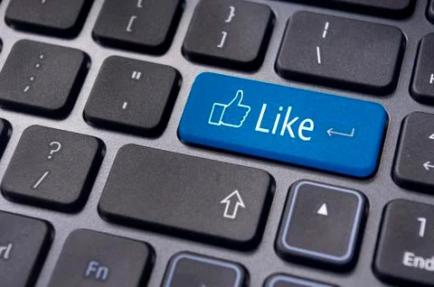 Like message on keyboard button, social media concepts Stock Illustration