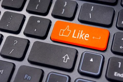 Like message on keyboard button, social media concepts Stock Illustration