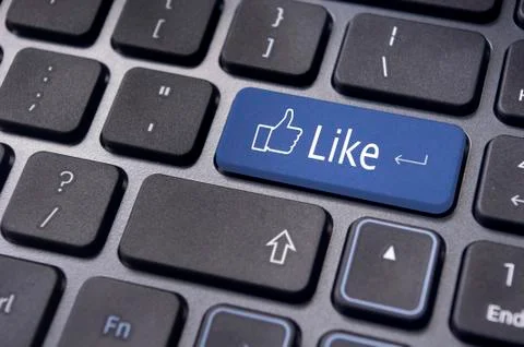 Like message on keyboard button, social media concepts Stock Illustration