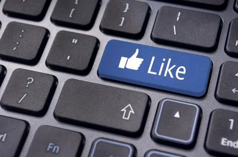 Like message on keyboard button, social media concepts Stock Illustration