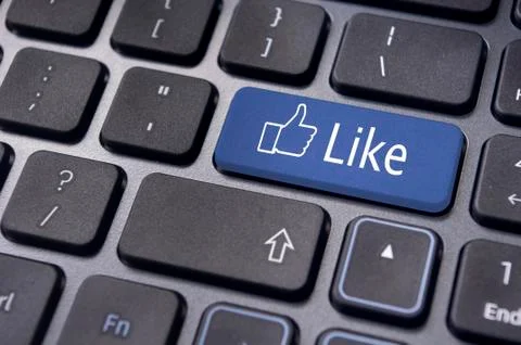 Like message on keyboard button, social media concepts Stock Illustration