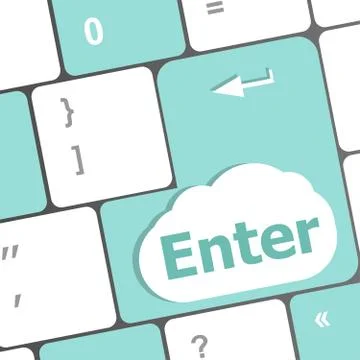Message on keyboard enter key, for online support concepts. Illustrazione stock