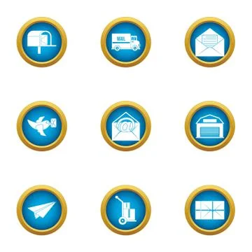 Message labor icons set, flat style Stock Illustration