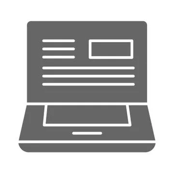 Message in laptop solid icon, delivery symbol, pc with text website vector sign Stock Illustration