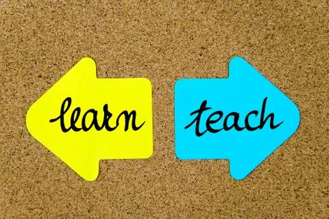 Message Learn versus Teach Stock Photos