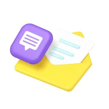 Message letter envelope internet chat online communication 3d icon realisti.. Stock Illustration