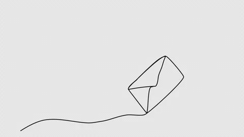 Message letter one line drawing animation. Video clip with alpha channel. Stock Footage 266314706