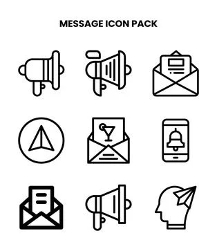 Message Line Bundle Icons Pack 库存插图