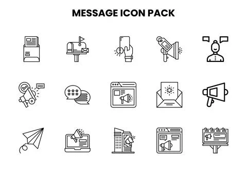 Message Line Collection Icons Pack Stock Illustration