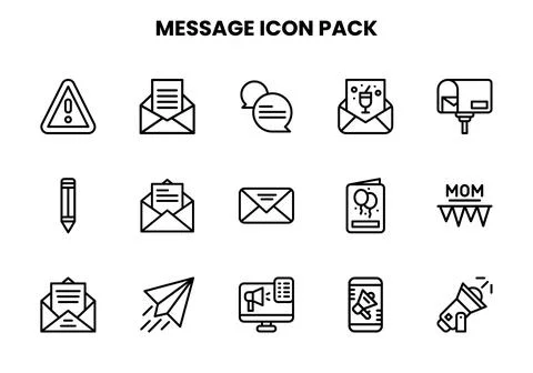 Message Line Set Icons Pack Stock Illustration