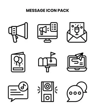 Message Line Set Icons Pack Stock Illustration