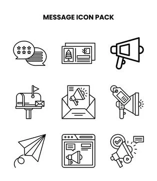 Message Line UI Icons Pack Stock Illustration