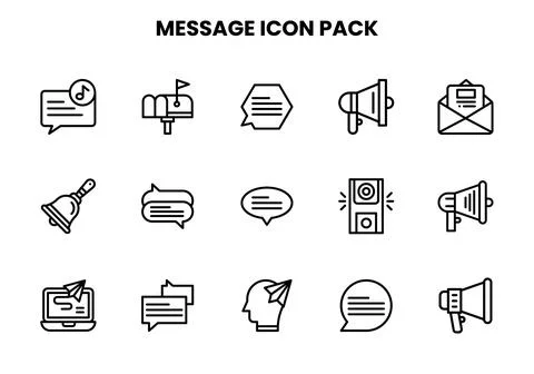 Message Line Vector Icons Pack Illustrazione stock