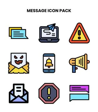 Message Lineal Color Bundle Icons Pack Stock Illustration