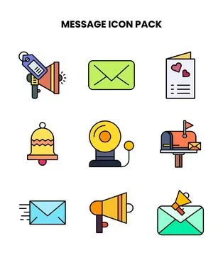 Message Lineal Color Bundle Icons Pack 库存插图