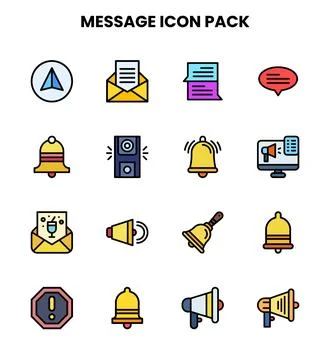 Message Lineal Color Icons Pack Stock Illustration