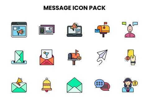 Message Lineal Color Vector Icons Pack Stock Illustration