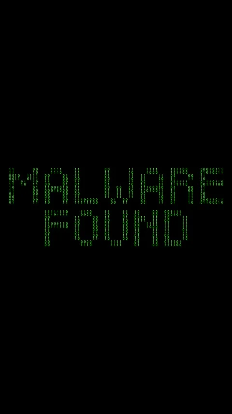 Message malware found on digital binary code background Stock Footage 321418454