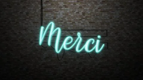 The message "Merci"  neon light on Brick wall bcakground イラスト素材