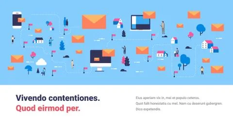 Message mobile computer application messenger people communication map isometric Stock Illustration