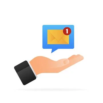 Message new in hand in flat style. Smartphone icon. Flat illustration for mobile Иллюстрация