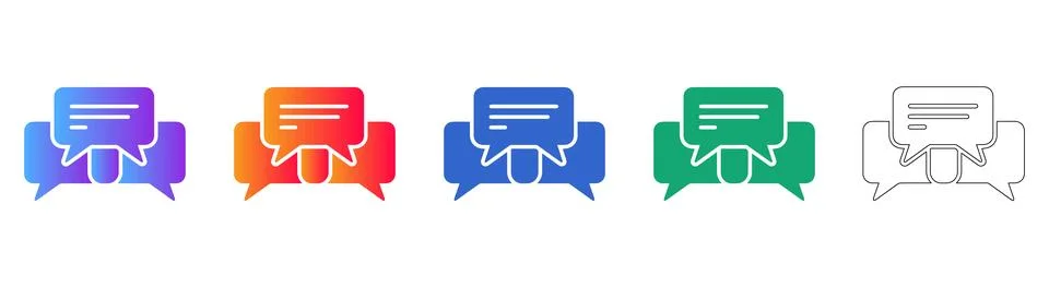 Message Notification and Chat Interface Icons 스톡 일러스트
