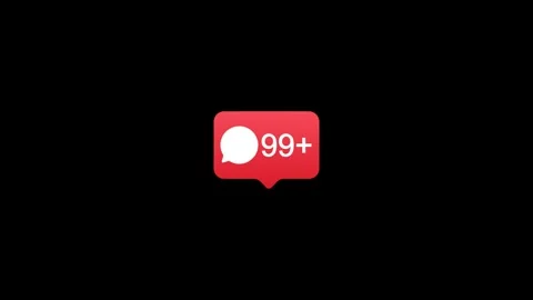 Message Notification Animation with Alert Badge Increasing from 1 to 99+, Ch Vidéo 343637458