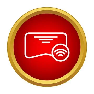 Message notification bubble showing wireless signal on red button Stock Illustration