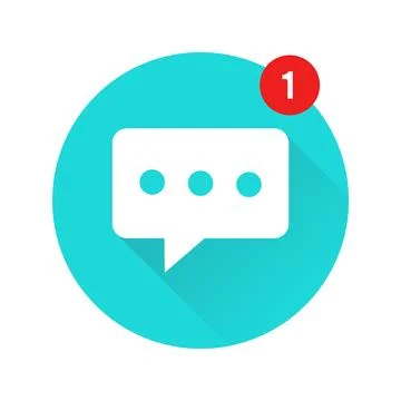 Message notification circular icon with shadow vector illustration Stock Illustration