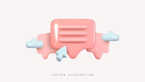 Message notification icon. Cloud new message realistic 3d design. Dialog, Cha Stock Illustration