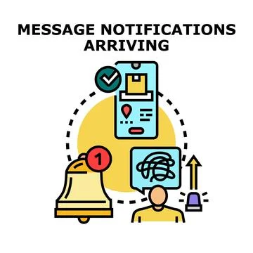 Message notifications arriving and online communication alerts Stock Illustration