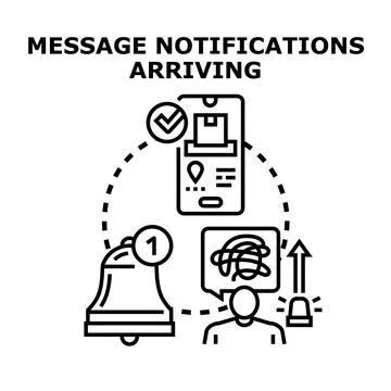 Message notifications arriving and online communication alerts Stock Illustration