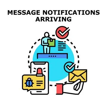 Message notifications arriving concept for online communication Stock Illustration