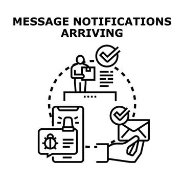 Message notifications arriving concept for online communication Stock Illustration