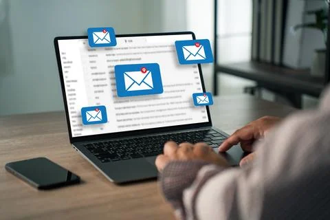 Message Online Chat Mail message to mailing contacts phone Global Letters C.. Stock Photos