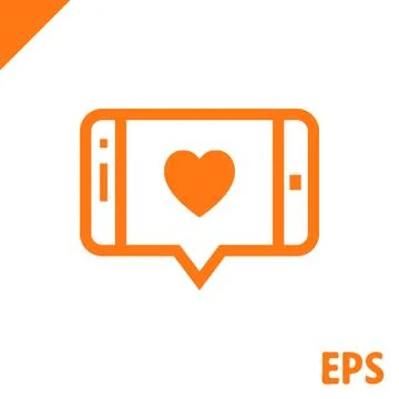 Message or love chat on smartphone icon stock vector illustration flat design Stock Illustration