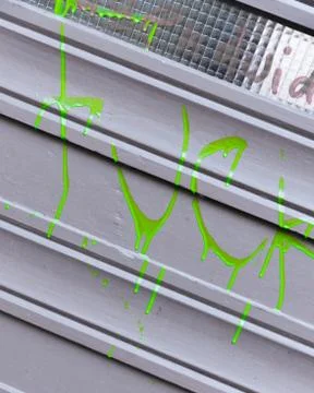 Message on the overhead door Stock Photos