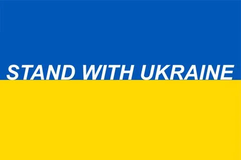 Message for peace on background Ukraine flag. Stand with Ukraine. Stock Illustration