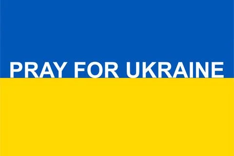 Message for peace on background Ukraine flag. Pray for Ukraine. Illustrazione stock