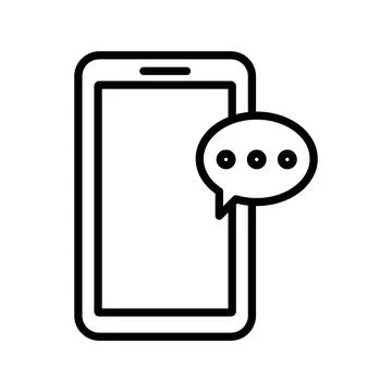 Message phone icon linear logo mark in black and white Stock Illustration