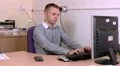 Message on phone makes young man smile HD Footage