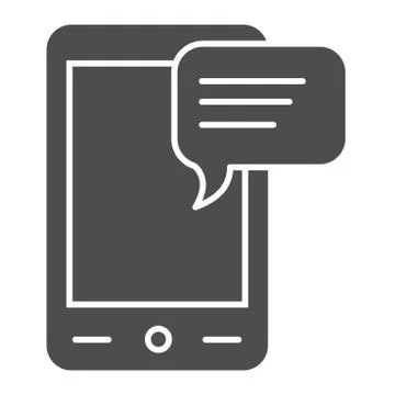 Message on phone solid icon. Sms and smartphone vector illustration isolated on Stock Illustration
