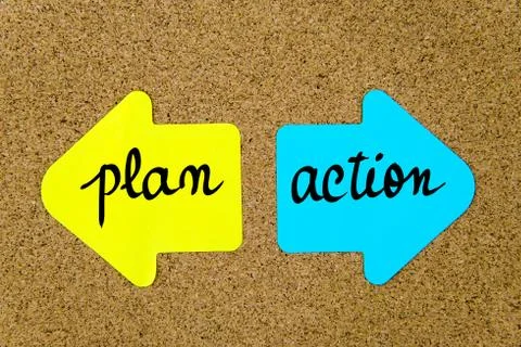 Message Plan versus Action Stock Photos