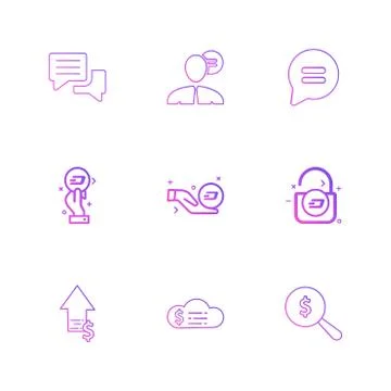 Message , profile , chat , money , lock , crypto currency , search , cloud ,  Stock Illustration