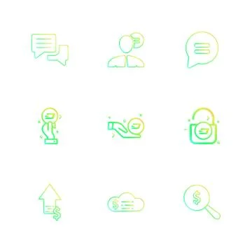 Message , profile , chat , money , lock , crypto currency , search , cloud ,  Stock Illustration