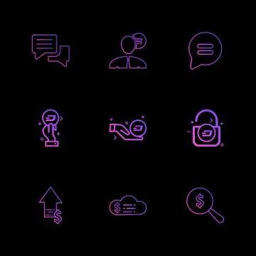 Message , profile , chat , money , lock , crypto currency , search , cloud ,  Stock Illustration