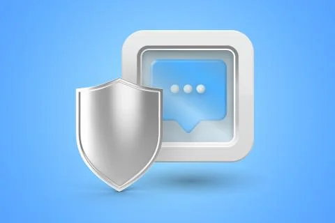Message protection and encryption concept on the blue isolated background. Stock Illustration